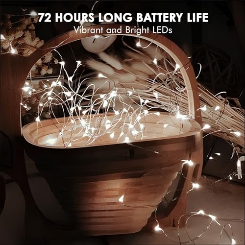 Bexdir 12 Pack Fairy Lights Battery Operated,7ft 20 LED Waterproof Silver Wire String Lights, Firefly Starry Lights for DIY Mason Jars Wedding Table Centerpieces Party & Bedroom Decor (Cool White)