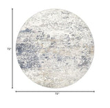 DMOYEST 6ft Round Area Rug Living Room Rugs - 6x6 Washable Large Soft Indoor Modern Abstract Low Pile Rug Carpet for Bedroom Dining Room Farmhouse Home Office - Beige Blue