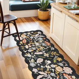 2x8ft Scalloped Hallway Runner Rug – Non-Slip Washable Boho Floral Carpet Runner for Kitchen, Bathroom, Bedroom & Entryway – Soft Low-Pile Thin Rug with Rubber Backing (Black, 2x8)