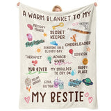 Nuowagify Best Friend Birthday Gifts for Women, Bestie Gift for Women, Friendship Gift for Woman, BFF - Galentines Day Gifts, for Friends, Best Friend Blanket 60"x 50"- White