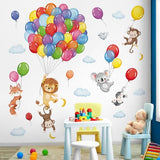 decalmile Forest Animals Balloon Wall Decals Monkey Lion Koala Wall Stickers Baby Nursery Kids Bedroom Playroom Wall Decor