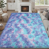9x12 Area Rug Living Room Bedroom Fluffy Plush Shag Carpet Rainbow