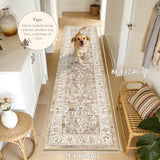 LOKHOM Washable Runner Rug, 2x8 Non-Slip Vintage Hallway Runner Rug with Rubber Backing, Boho Floral Soft Faux Wool Kitchen Rug Carpet Runner for Laundry Entryway Bedroom (Beige Brown)