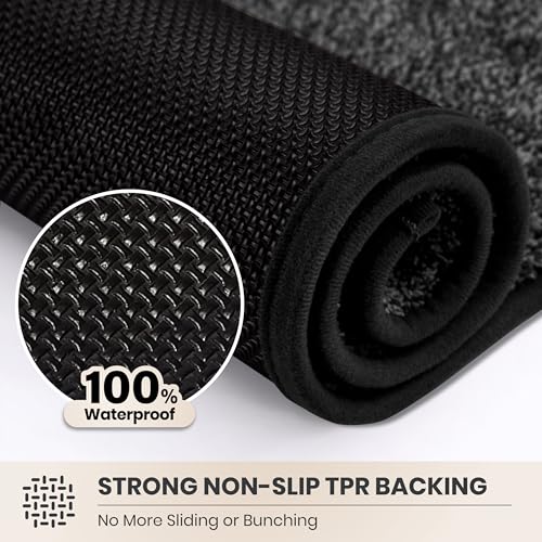 PURRUGS Dirt Trapping Door Mat 24" x 35.5", Non-Slip Machine Washable Entryway Rug, Dog Doormat, Indoor Front Door Mat, Super Absorbent Entry Rug for Muddy Shoes & Paws, Charcoal