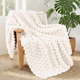 Whale Flotilla Fleece Throw Blanket for Couch or Bed, Luxury Super Soft Lightweight Summer Blanket, 3D Jacquard Cozy Fluffy Plush Decorative Sofa Chair Blanket for Mom Dad, 50x60 Inch, Ivory