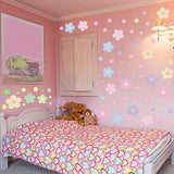 Hotop 128 Pcs Y2K Room Decor Cute Flowers Wall Decal Aesthetic Preppy Wall Art Decor Peel and Stick Retro Stickers Room Aesthetic Decor for Girl Teen Home Dorm Bedroom Decoration (Danish Pastel)