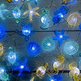 Ocean Themed String Lights Marine Life Night Light Beach Décor Sea Turtle Seahorse Starfish Clam Decorative Lights Battery Operated USB Plug in 30LED 10ft Christmas Tree Ornaments Holiday Bedroom