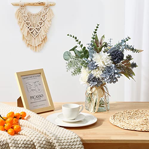 CEWOR Fake Flowers in Vase, Artificial Flowers Arrangement in Vase, Fake Floral Table Centerpieces Decor for Kitchen Farmhouse Coffee Table Living Room Bathroom Plant Decor