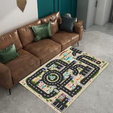 Analog ABC Kids Rug Playroom Car Play Mat City Life Road Rug for Cars Fun City Map for Carpet for Bedroom Boys (31 * 47 inches, Evening City)