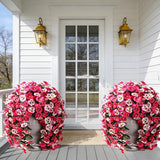 HyeFlora Artificial Flowers for Outdoors, 2pcs Faux Silk Pansies Flowers UV Resistant Fake Hanging Flower Plants for Outside Planters Porch Yard Patio Window Box (Mix Rose)