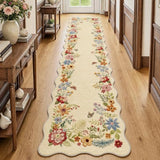 Fmfunctex 3x12 Hallway Runner Rug Washable Beige Floral Vintage Scalloped