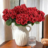 6 Bunches UV Resistant Red Artificial Flowers Geraniums – Lifelike Silk Fake Flowers for Outdoors | No Fade, No Watering, Full & Bigger Heads for Garden, Patio, Balcony, Porch Decor