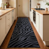 Zebra Hallway Runner Rugs 2x8: Grey Washable Bathroom Rug