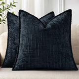 decorUhome Chenille Throw Pillow Covers 20x20 Set of 2, Midnight Blue