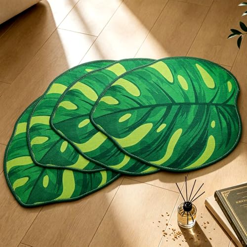 24 Pcs Green Leaf Carpet 16 Inch Leaf Shape Sitting Mat Sitting Floor Seats Non Slip Backing Classroom Rug Cushions Soft Mat for Preschool Elementary Daycares School Learning Playing Areas