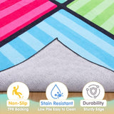 WISH TREE Color Striped Non Slip Washable 12 Seats Classroom Rug with Rubber Backing, Low Pile Kids Carpet for Preschool Kindergarten Elementary Playroom, 6x9 Feet