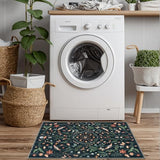 Lahome Washable Insect Botanical 2x3 Area Rugs for Entryway - Machine Washable Non-Slip Kitchen Rugs, Black Boho Low Profile Soft Faux Wool Indoor Door Mat for Bathroom,Bedroom, Hallway