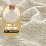 H.VERSAILTEX Super Stretch Individual Jacquard Couch Cushion Covers Furniture Protector Spandex Anti-Slip Soft Thickened Slipcovers Easy Install, (1 PC, Large Sofa Seat Couch Cover, Ivory)