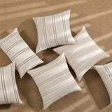 Hckot Throw Pillow Covers 20x20 Set of 2 Striped Pillow Covers Textured Linen Decorative Pillows Square Cushion Covers for Sofa Couch Bed Living Room Farmhouse Decor, Grey