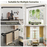 Double Curtain Rods 32 to 58 Inches, HOTOZON Blackout Double Curtain Rods for Windows 20 to 54 Inches (1.6-4.5 ft), 6/8 Inches Wrap Around Room Darkening Telescoping Drapery Rod, Black