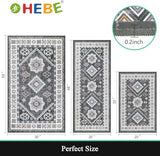 HEBE Boho Kitchen Rugs Set of 3, Non Slip Washable Kitchen Mats for Floor
