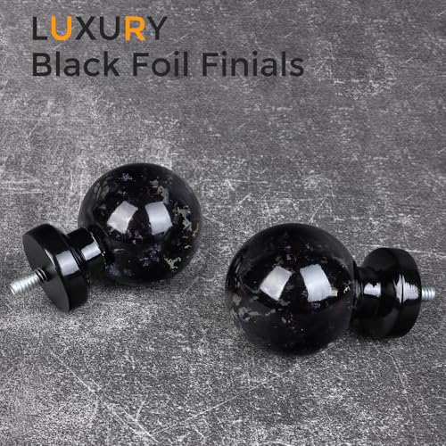 Black Curtain Rods for Windows 28 to 48 Inch, 1'' Heavy Duty Adjustable Drapery Rod with Unique Crystal Ball Finials, Modern Decorative Curtain Rod,Size; 30-60''