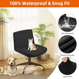 Fuloon Criss Cross Chair Cover, Waterproof, Stretchable, Solid, Suited for Armless/Office/Desk/Mid Back Wide Seat/Computer/Task/Vanity/Accent Chair (Black)