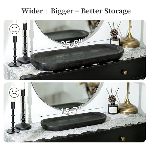 Hanobe Extra Large Wood Decorative Bowl for Table Centerpiece, 25.5" Black