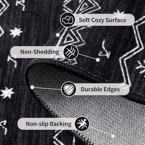 SERISSA 2x3 Rugs for Entryway, Washable Non-Slip Black and White Small Area Rug, Soft Low-Pile Boho Geometric Indoor Entry Rug Door Mat Indoor Entrance Front Door Carpet for Bathroom Kitchen Bedroom