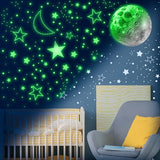 965 PCS Glow in The Dark Stars and Moon for Ceiling, Luminous Stars and Planet Wall Decals, Kids Room Decor, Glowing Galaxy Wall Stickers for Nursery Decorations (Green)