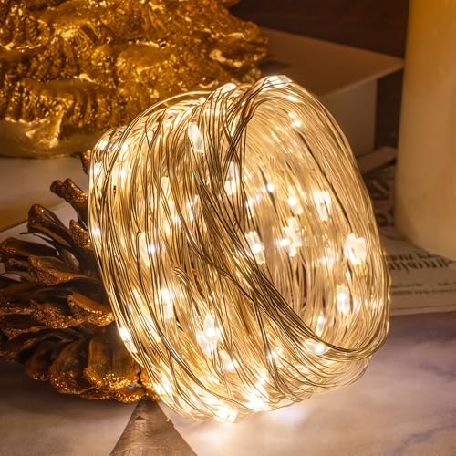 Dazzle Bright Fairy Lights, 66 FT 200 LED USB Power Photo String Lights with Remote, 8 Modes Waterproof Dorm Lights for Home Indoor Party Tree Yard Christmas Decorations (Warm White)
