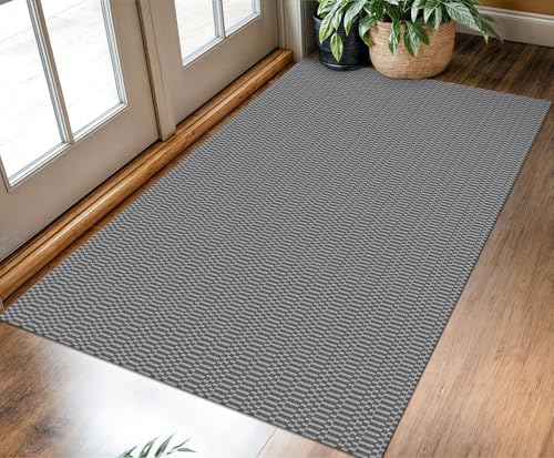 KOZYFLY 3x5 Washable Area Rug, Non Slip Woven Indoor Entryway Rug, Grey