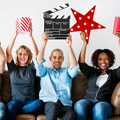 Tuanse 2 Pcs Movie Night Supplies Movie Theater Decor Film Clapper Board Accessory and Marquee Light LED Star Sign Props for Moving Night Decorations Party Supplies
