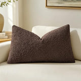 MIULEE Textured Boucle Lumbar Pillow Cover for Bed 12x20 Cocoa Brown