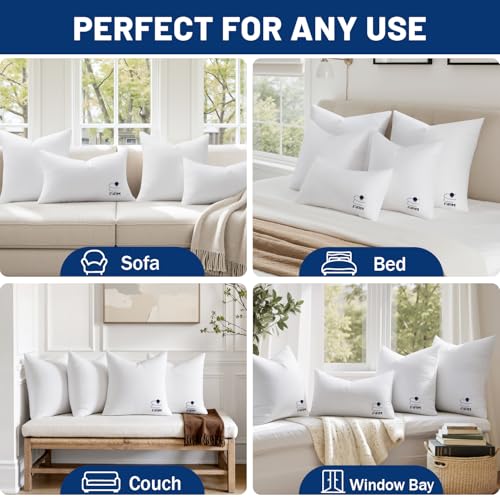 MIULEE 12x20 Throw Pillow Inserts Set of 2, Decorative Throw Pillows for Couch Sofa Bed, 100% Virgin Fiber Filling