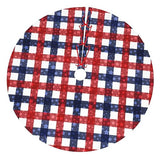 July 4th Patriotic American Flag Plaid Red Blue White 36 Inch Christmas Tree Skirt Carpet Mat Funny Party Decor Supplies for Xmas Halloween Decorations Occasion Ornament