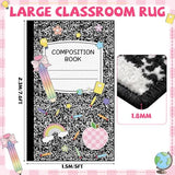 5x7.6 ft Composition Notebook Classroom Rug Black and White Educational Area Mat Composition Book Play Carpet Back to School Learning Mat for Preschool Nursery Kindergarten(Black White Notebook)