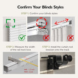 Outside Mounted Blinds Curtain Rod Bracket -- Tool-Free No Drill Installation for 1.3-2 Inch Rectangular Headrails, Black 3-Pack