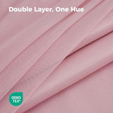 100% Blackout Curtains for Bedroom, Double Layer Pink Curtains, Black Out Curtain 84 inch Long with Sheer Overlay for Living Room, Room Darkening Window Drapes with Grommet, 52" W x 84" L