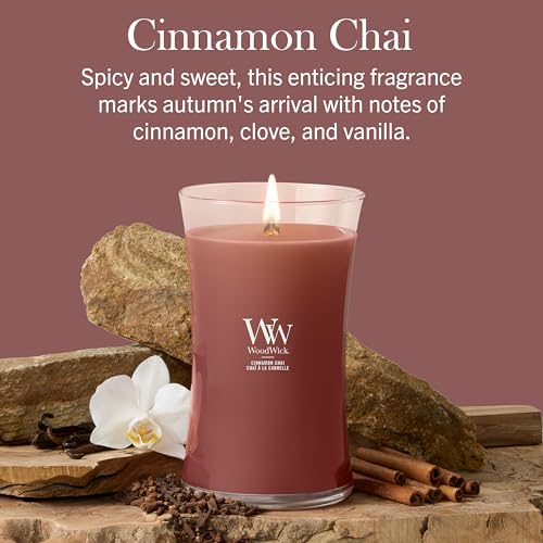 WoodWick Cinnamon Chai Scented Candle, Crackling Wick, 21.5oz