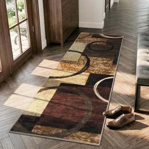 2x6 Washable Modern Abstract Runner Rug Non-Slip for Hallways