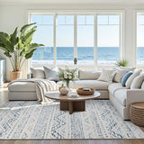 jinchan 8x10 Boho Moroccan Washable Living Room Area Rug, Blue