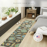 Maples Rugs Reggie Bohemian Floral Print Runner Rug, 2' x 10', Dark Grey
