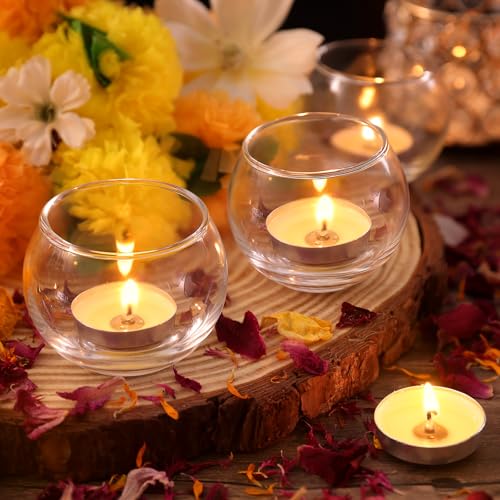 Clear Votive Candle Holders Set of 12, Round Glass Votives 2''×2''