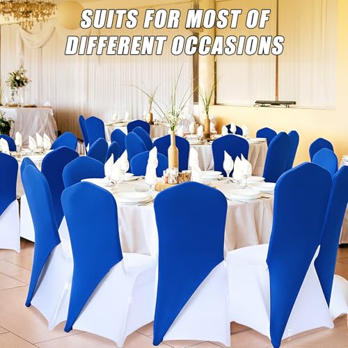 Mindsoft Chair Cap Covers Spandex Chair Hood Sash Hat Bands Folding Stretch Elastic Cover for Wedding Holidays Banquet Party Celebration (Blue,20 Pcs)
