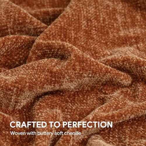 RECYCO Chenille Throw Blanket for Couch, 60"x80", Rust