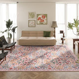 8x10 Washable Area Rug Pink Boho Floral for Living Room Bedroom Nursery