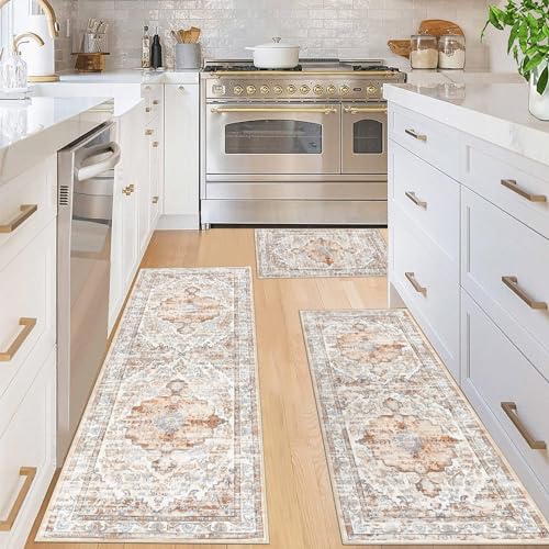 Kitchen Rugs Set 3 Piece, Non Slip Washable Kitchen Mats for Floor