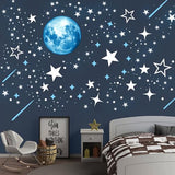 Glow in The Dark Stars for Ceiling, Starry Sky Stars and Moon Wall Decals, Space Solar System Galaxy Planets Wall Decors, for Kids Nursery Bedroom Living Room, Birthday Party Christmas
