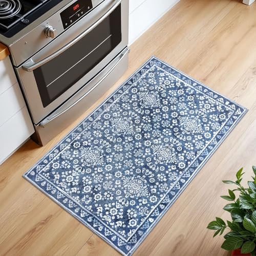 Vintage Washable Entryway Rug 2x3 Small Area Rug Non Slip Door Mat